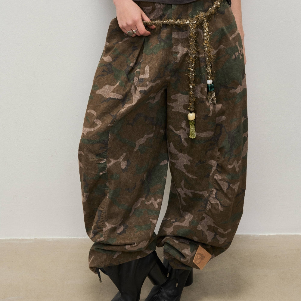 Dpercent丨Camouflage wide-leg pants