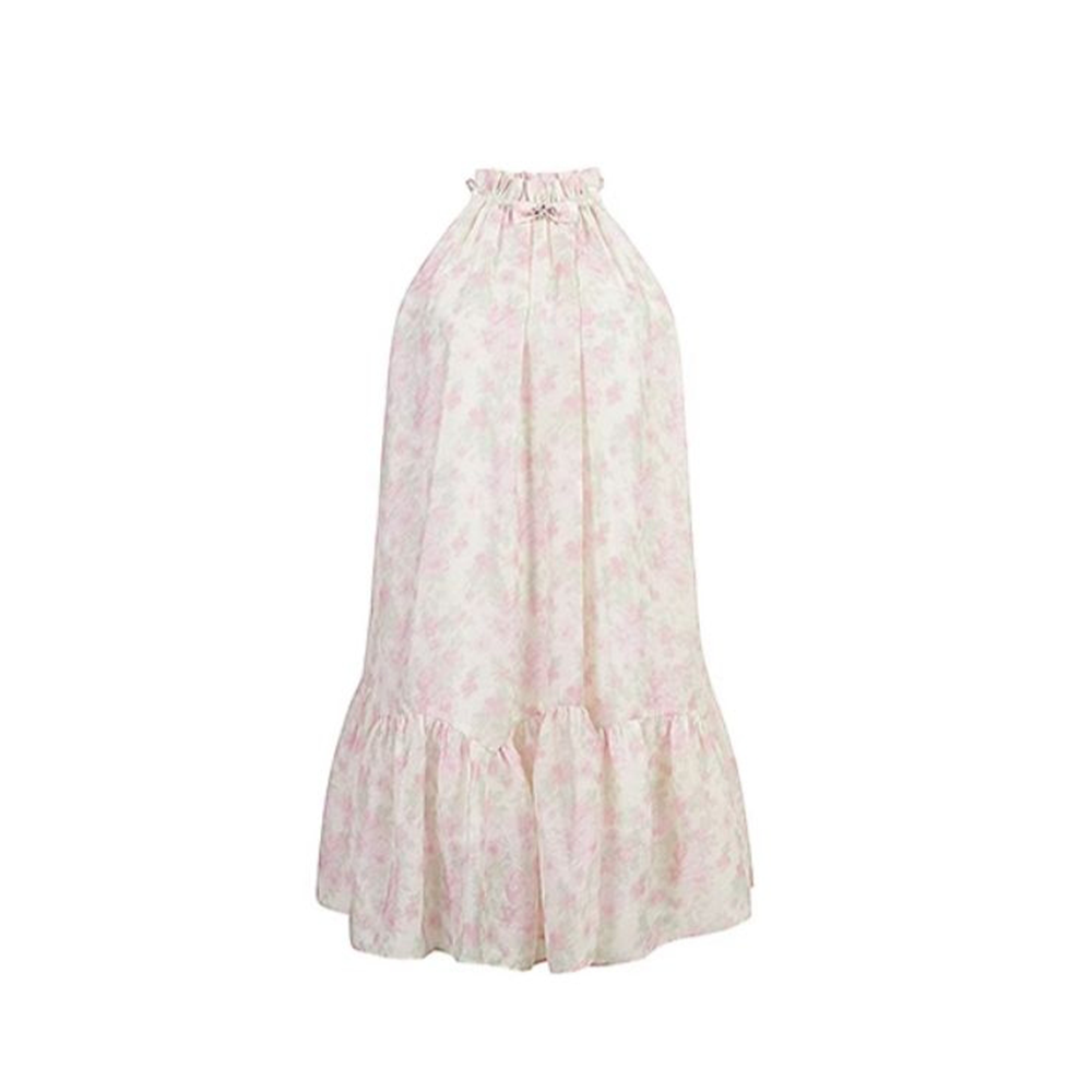 Three Quarters Pink French Floral Slip Dress