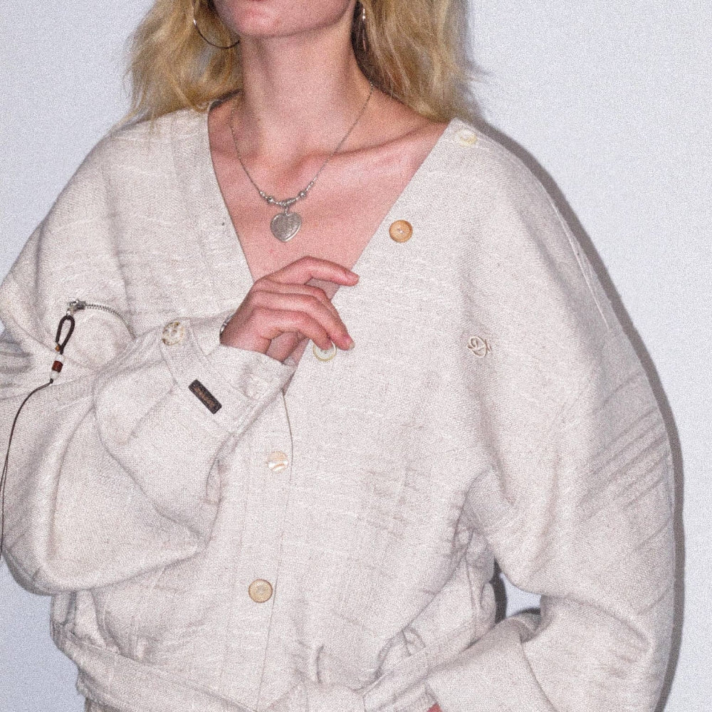 Dpercent丨Same style linen blend, reversible, linen shell color, streamlined cut