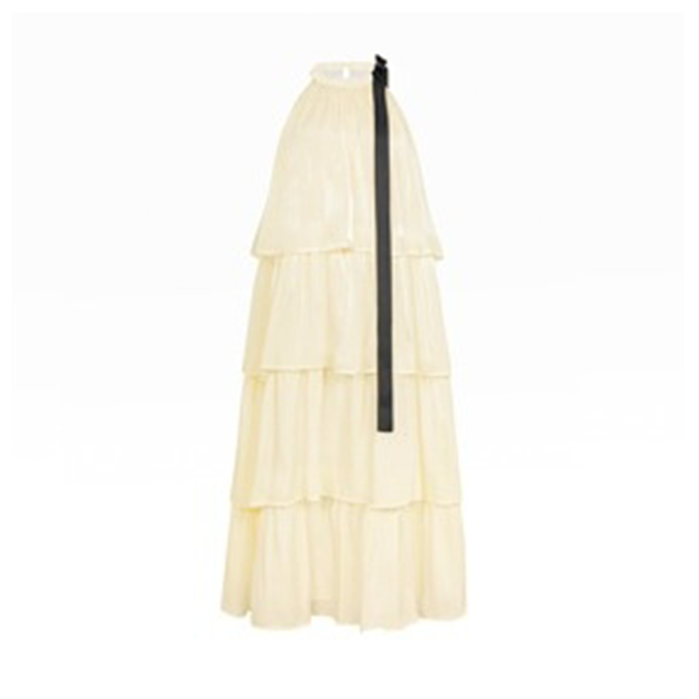 Three Quarters Yellow French Streamer Dress