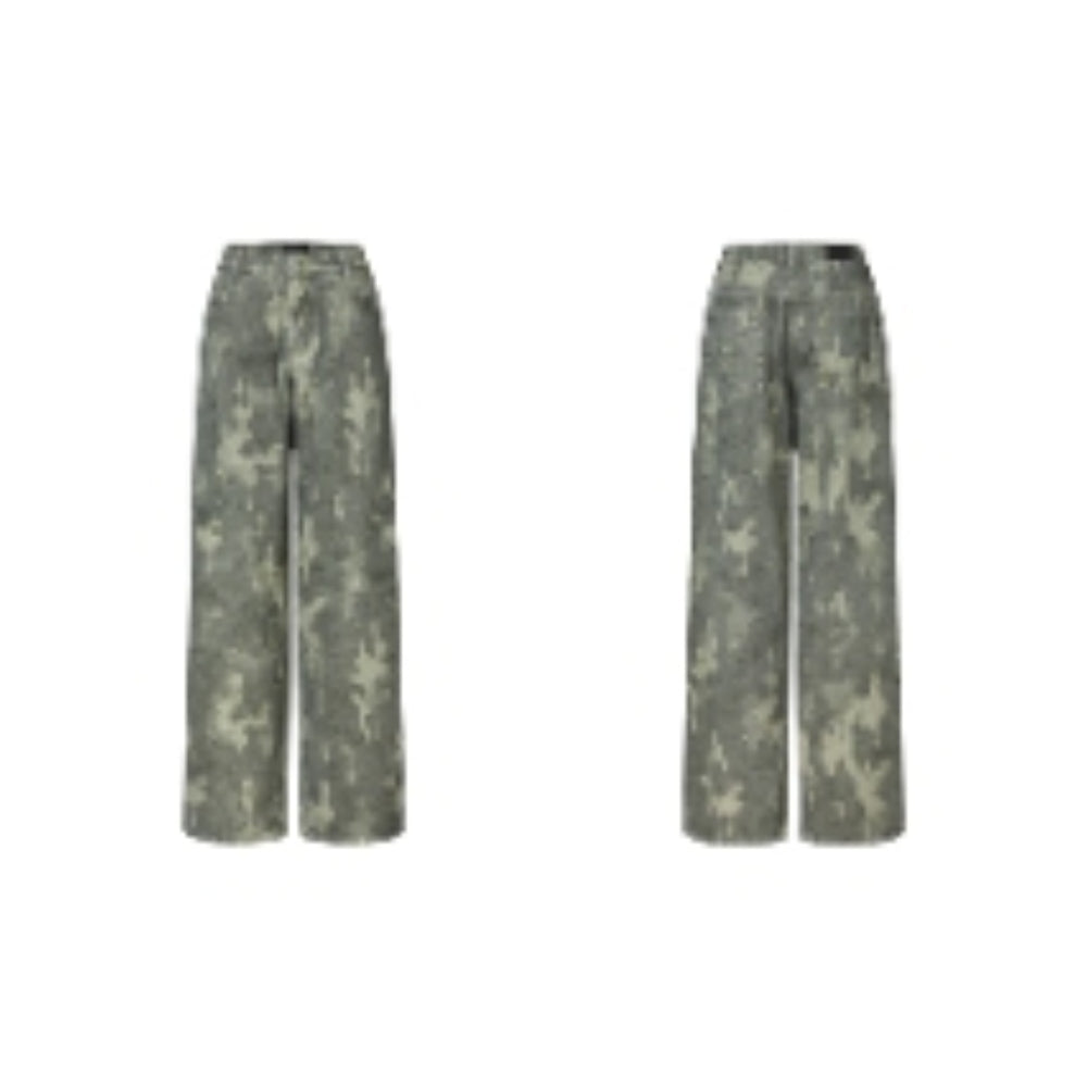 SANFRONTIERES Hand-Painted Camo Jeans