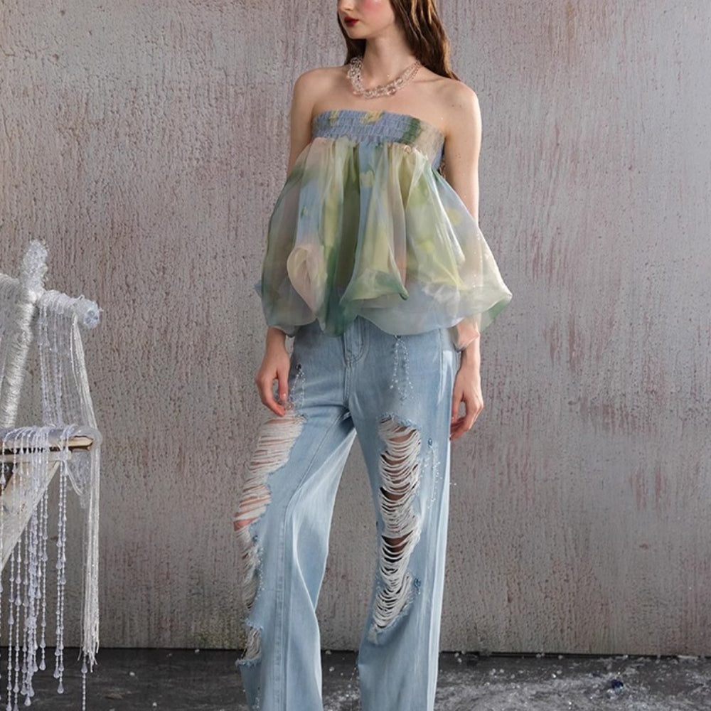 ARTE PURA Green Bustier Top