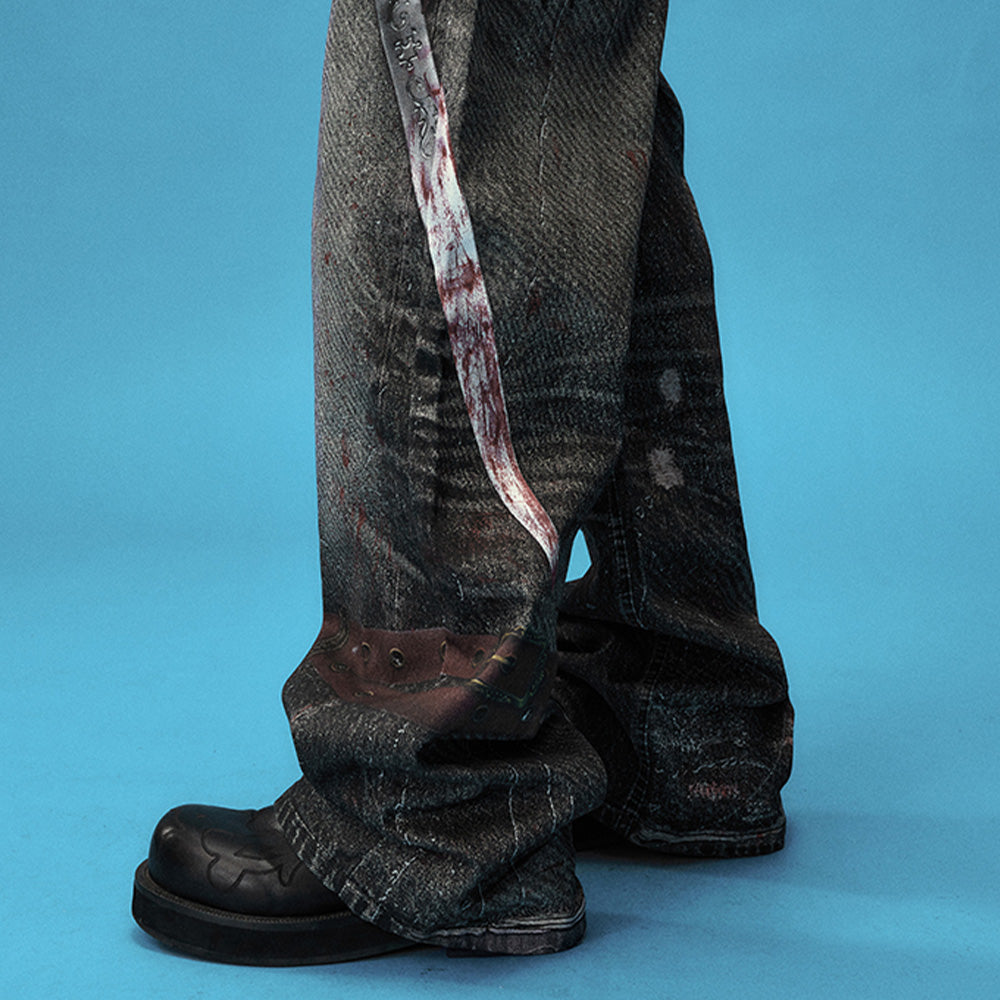 YADcrew Sword Print Jeans
