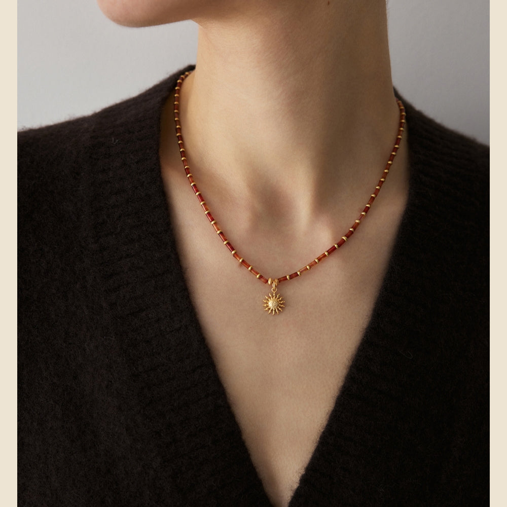 MONSECRET Red Agate Necklace
