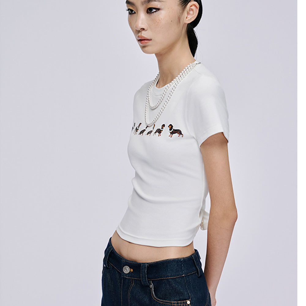 MARKGONG Dog Print Fitted Tee