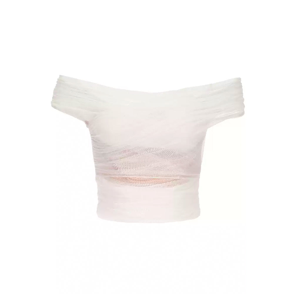 SIJIASUDIO Off-Shoulder Mesh Top