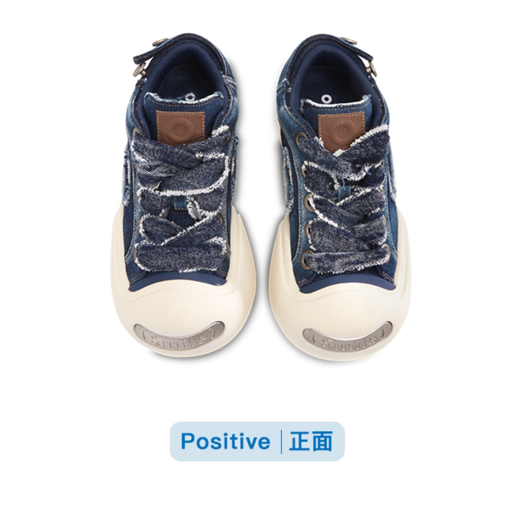 Ouder smiler open smile canvas shoes blue