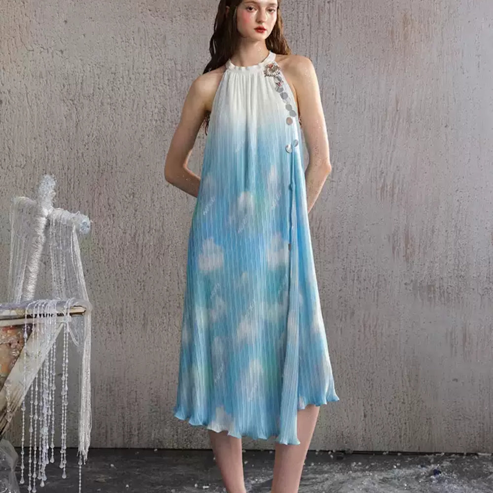ARTE PURA Blue Halter Gown