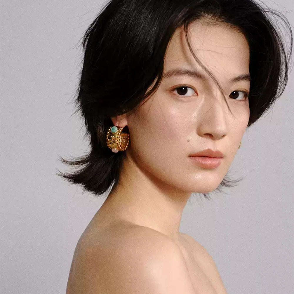 tokokkino Stone Bow Earrings