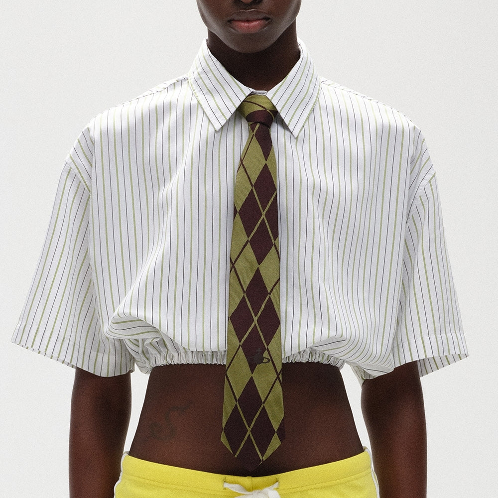SANFRONTIERES Striped Cropped Shirt