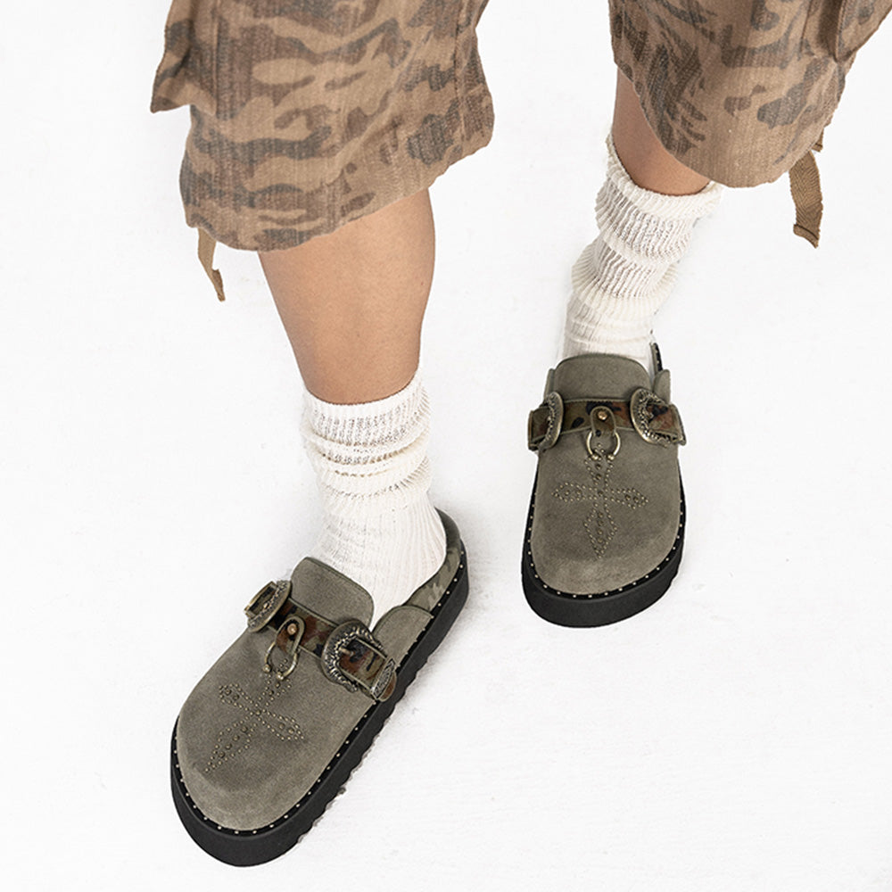ARCADIAGYAL Cross Studded Birkenstocks