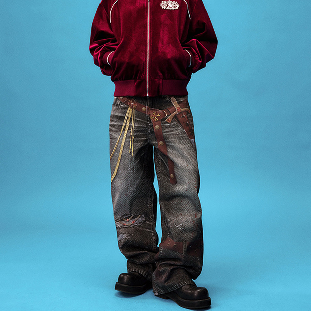 YADcrew Sword Print Jeans