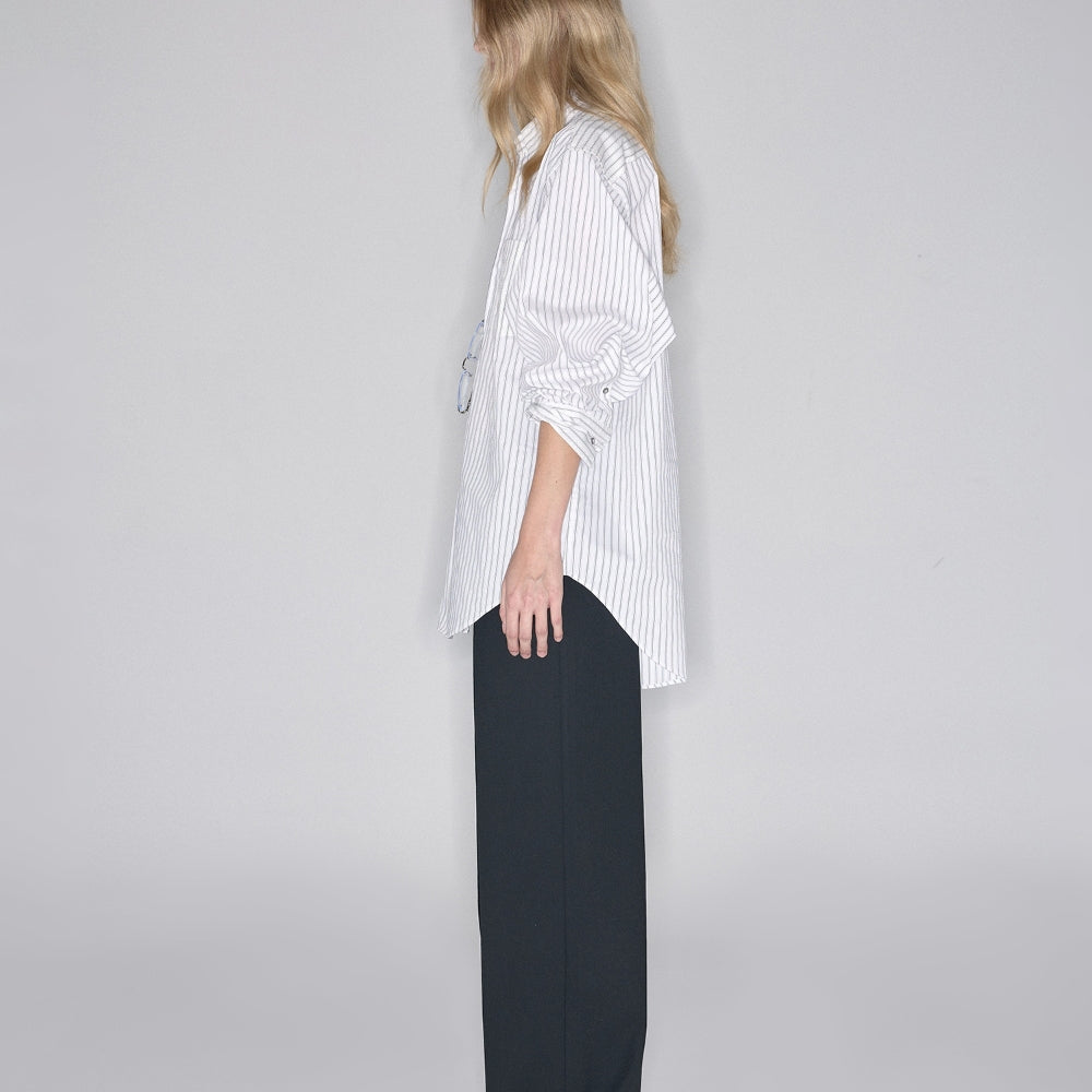 SANFRONTIERES Striped Overshirt