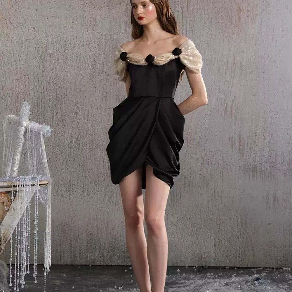 ARTE PURA Black Peplum Dress