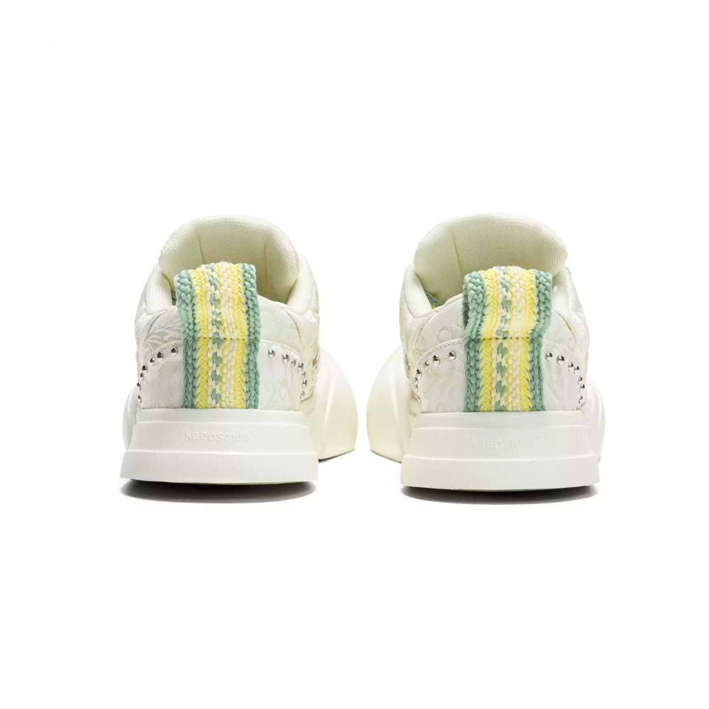 Ouder smiler silk pattern open smile canvas shoes green