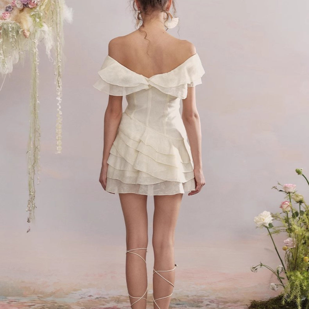 ARTE PURA Beige/Purple V-Neck Dress