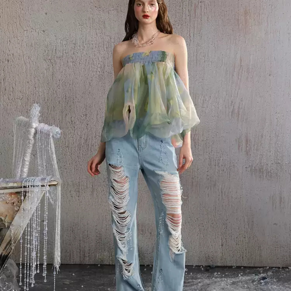 ARTE PURA Green Bustier Top