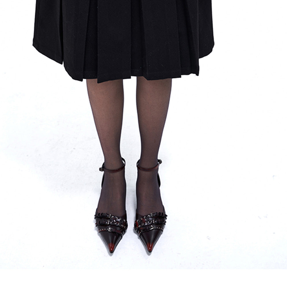 ARCADIAGYAL Black/Red Pointed Heels