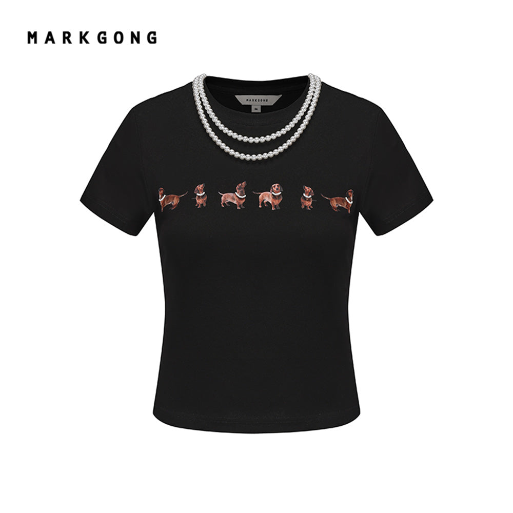 MARKGONG Dog Print Fitted Tee