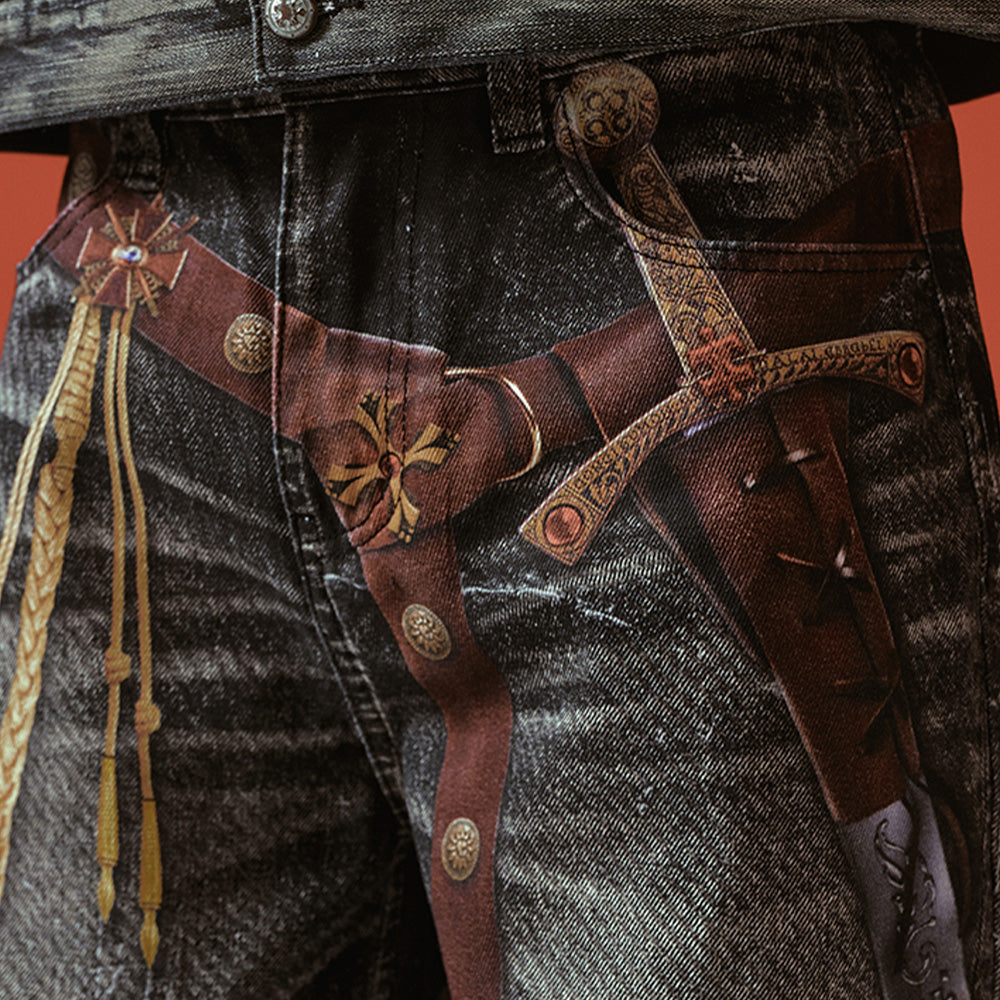 YADcrew Sword Print Jeans