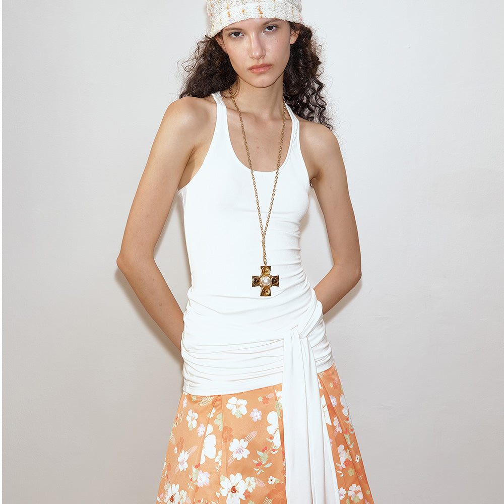 2AM POETRY Orange Floral Skirt