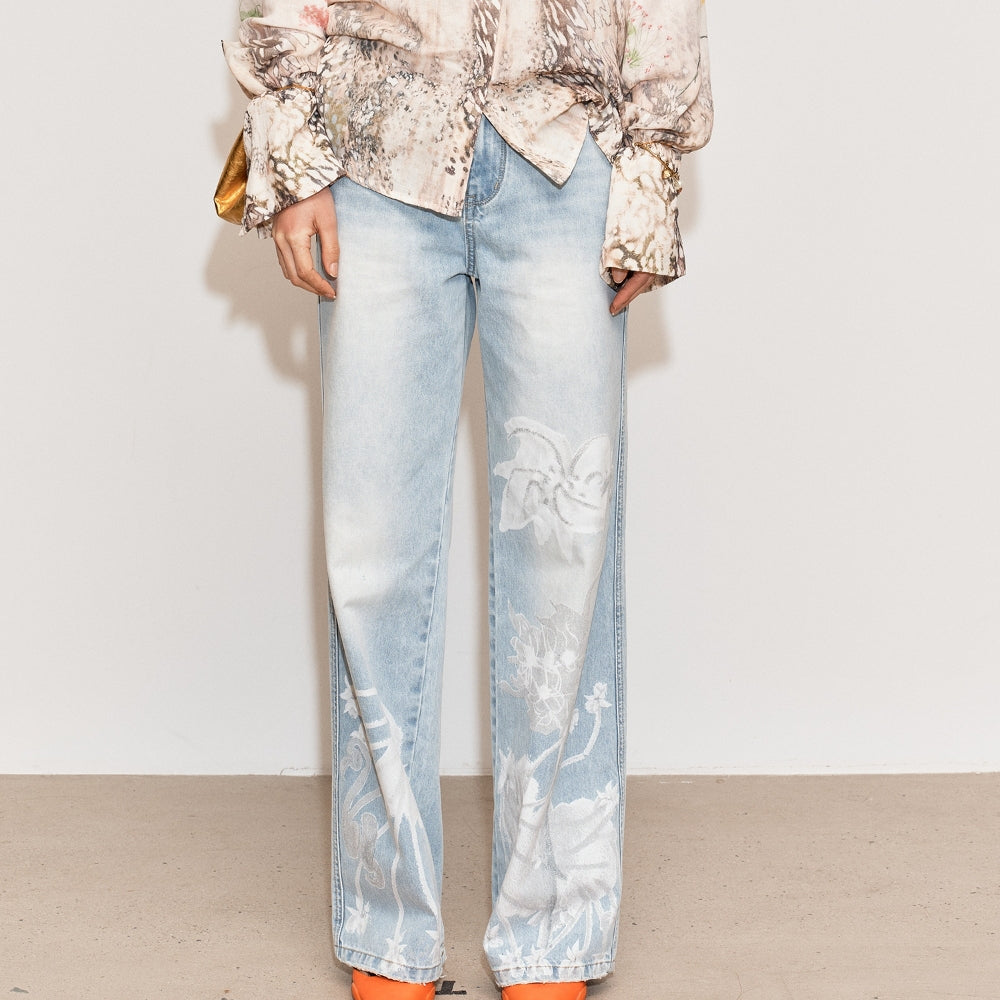MEDIUM WELL Washed-out Printed Denim