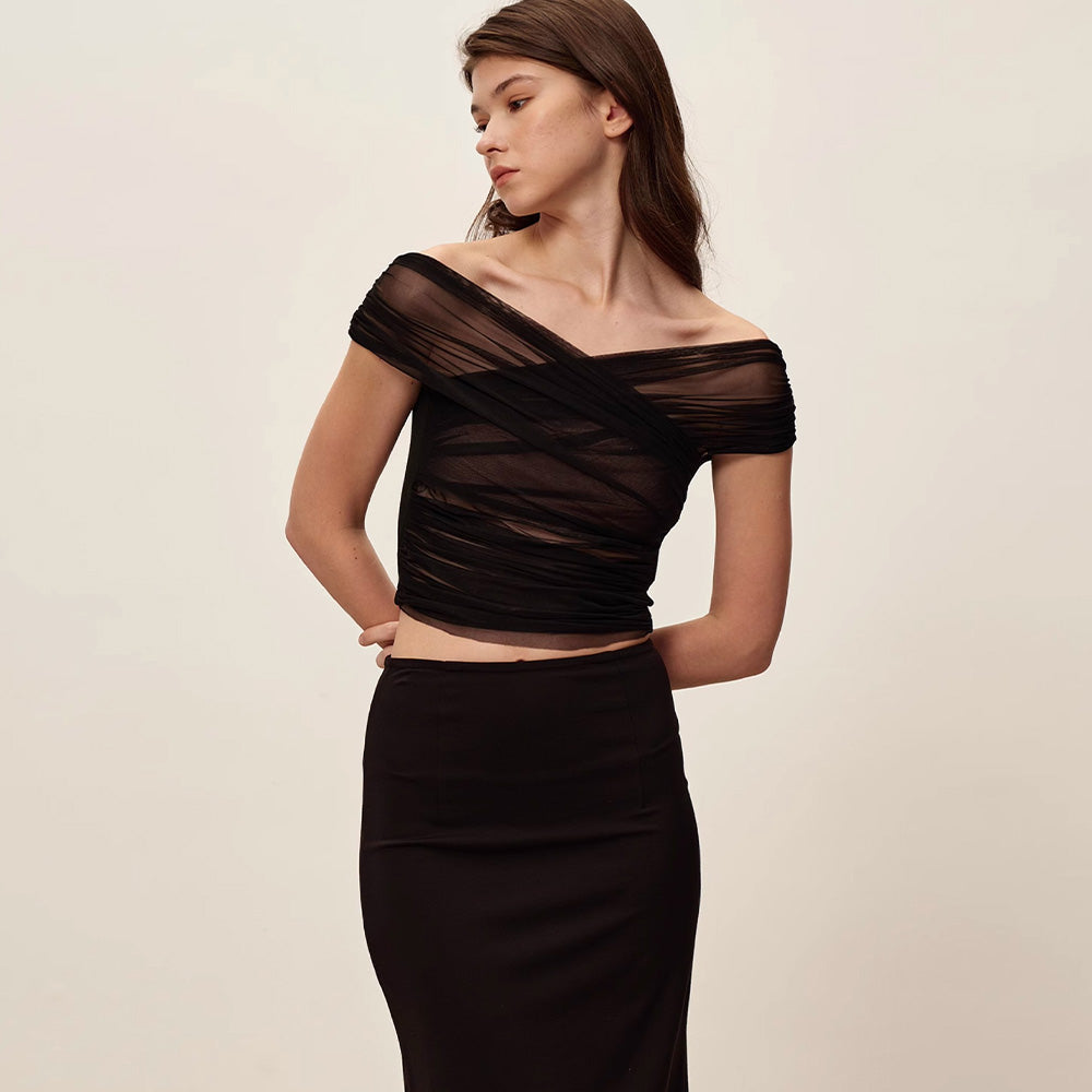 SIJIASUDIO Black Mesh Top