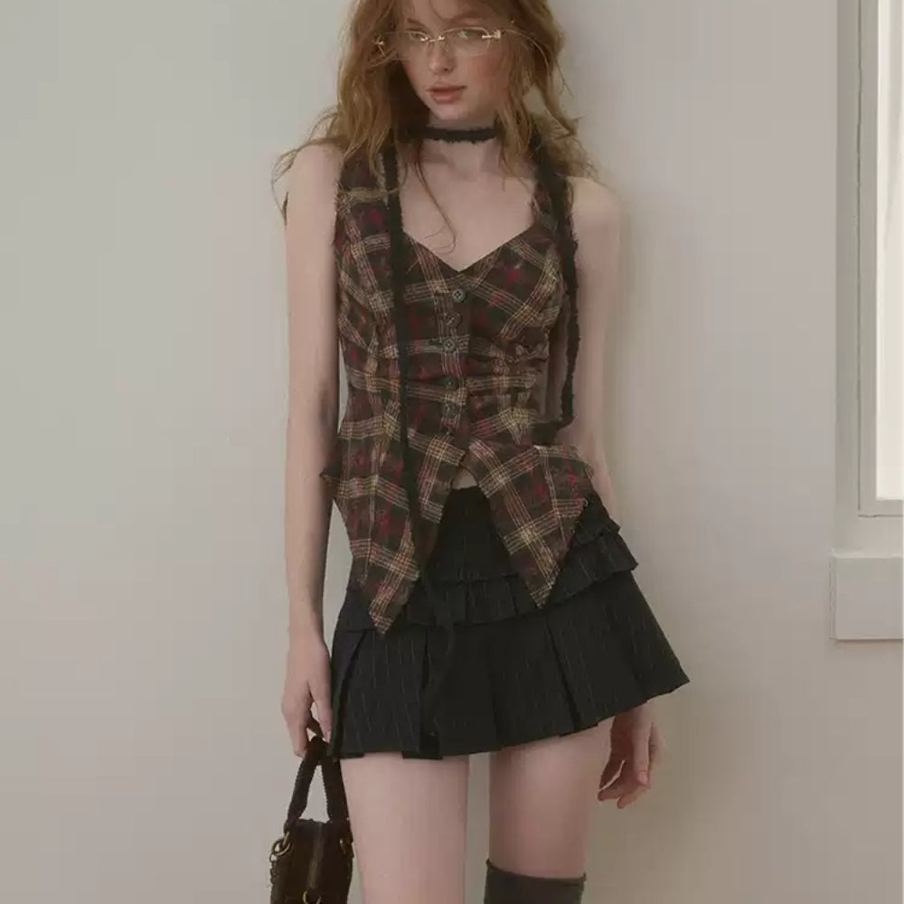 WOOHA Plaid Vest