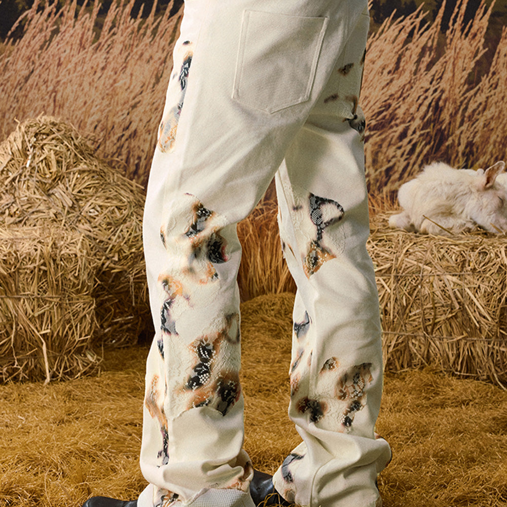 YADcrew Lace Print Jeans