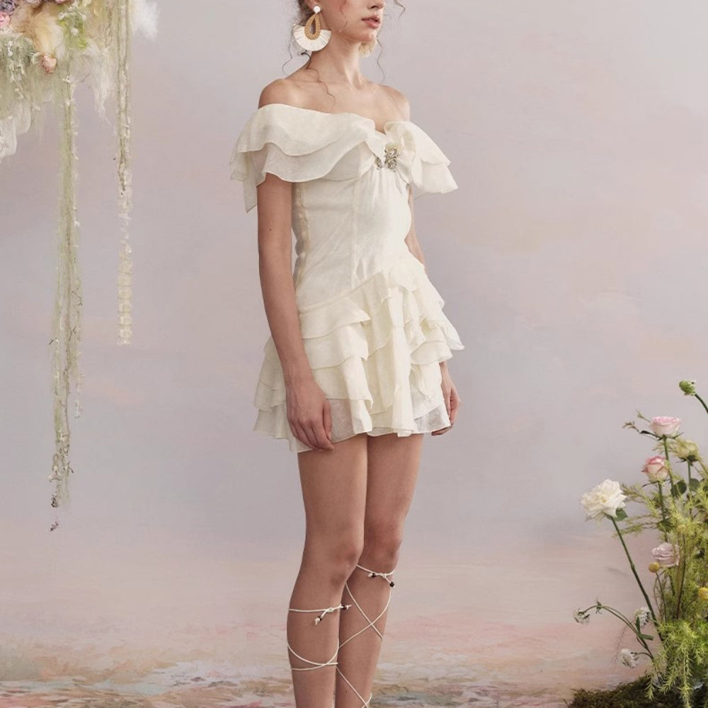 ARTE PURA Beige/Purple V-Neck Dress