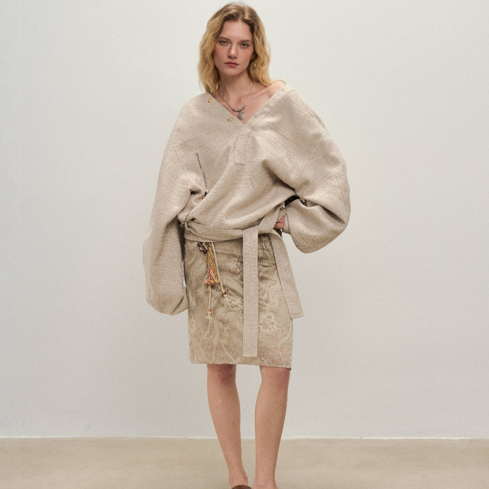 Dpercent丨Same style linen blend, reversible, linen shell color, streamlined cut