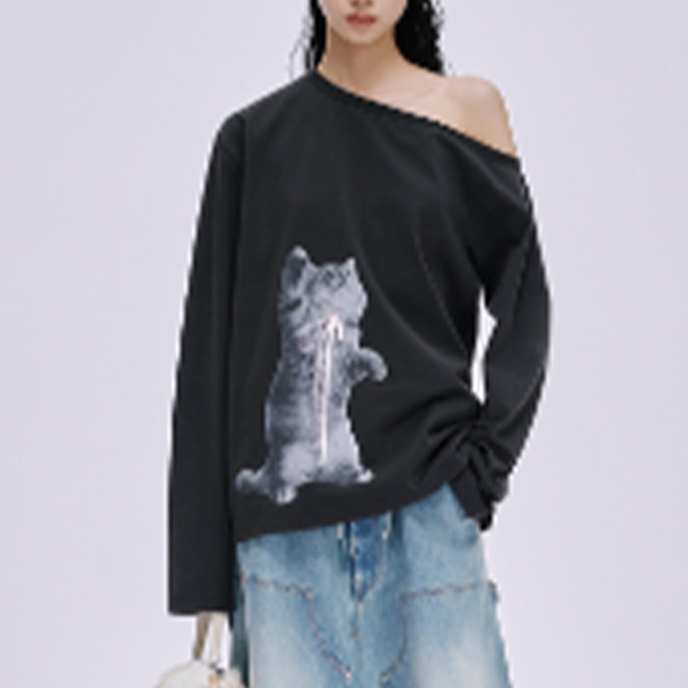MARKGONG Cat Print Long Sleeve