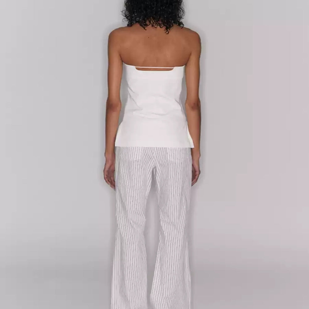 SANFRONTIERES Lace-Stripe Pants