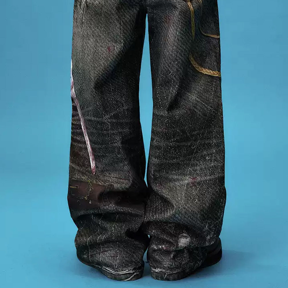YADcrew Sword Print Jeans