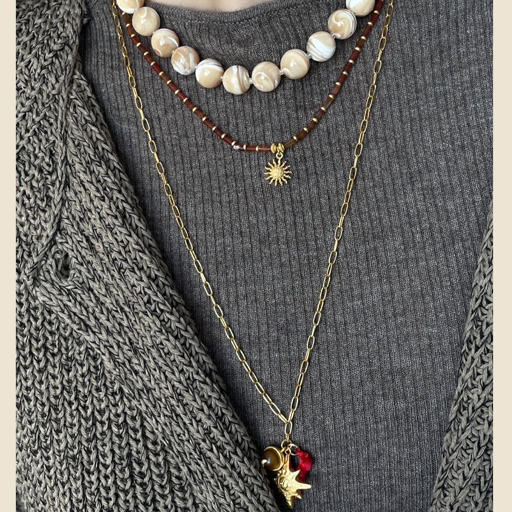MONSECRET Red Agate Necklace