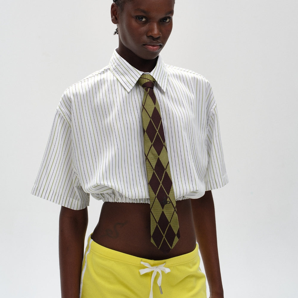SANFRONTIERES Striped Cropped Shirt