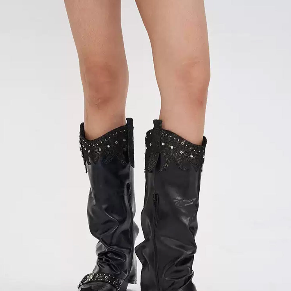ARCADIAGYAL Black/Gold Western Boots