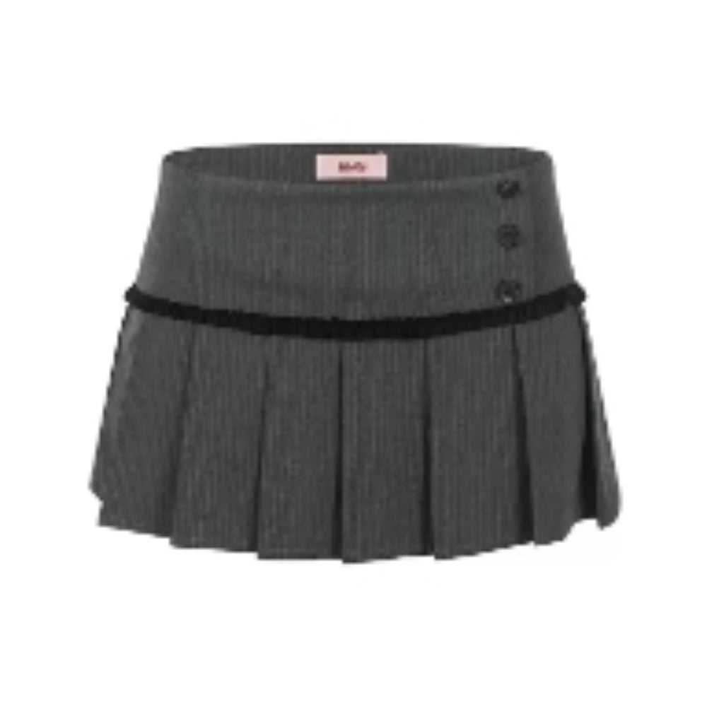 WOOHA Striped Pleated Skirt