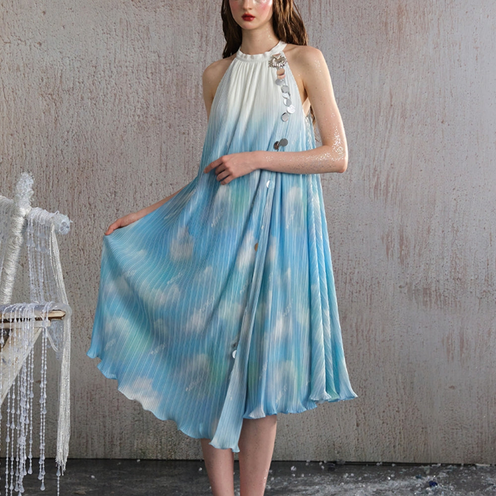 ARTE PURA Blue Halter Gown