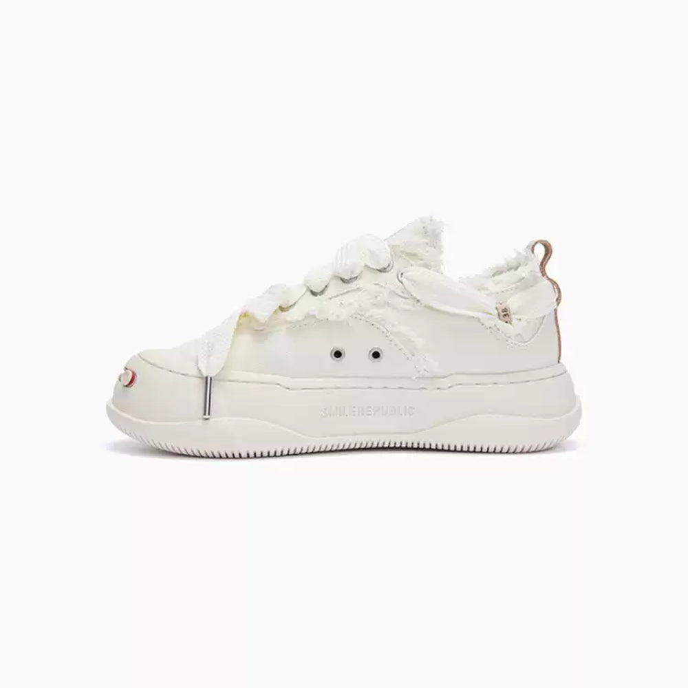 SMILEREPULIC classic white low top open smile canvas shoes