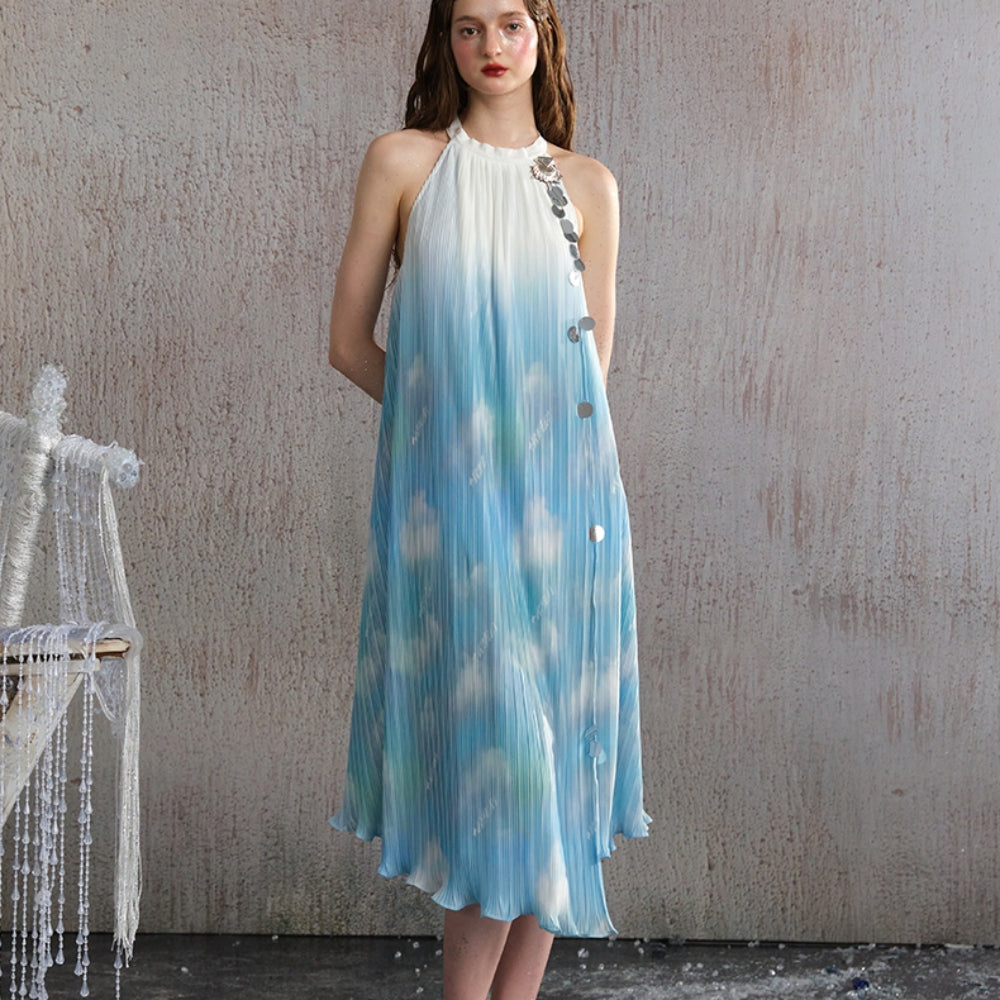 ARTE PURA Blue Halter Gown