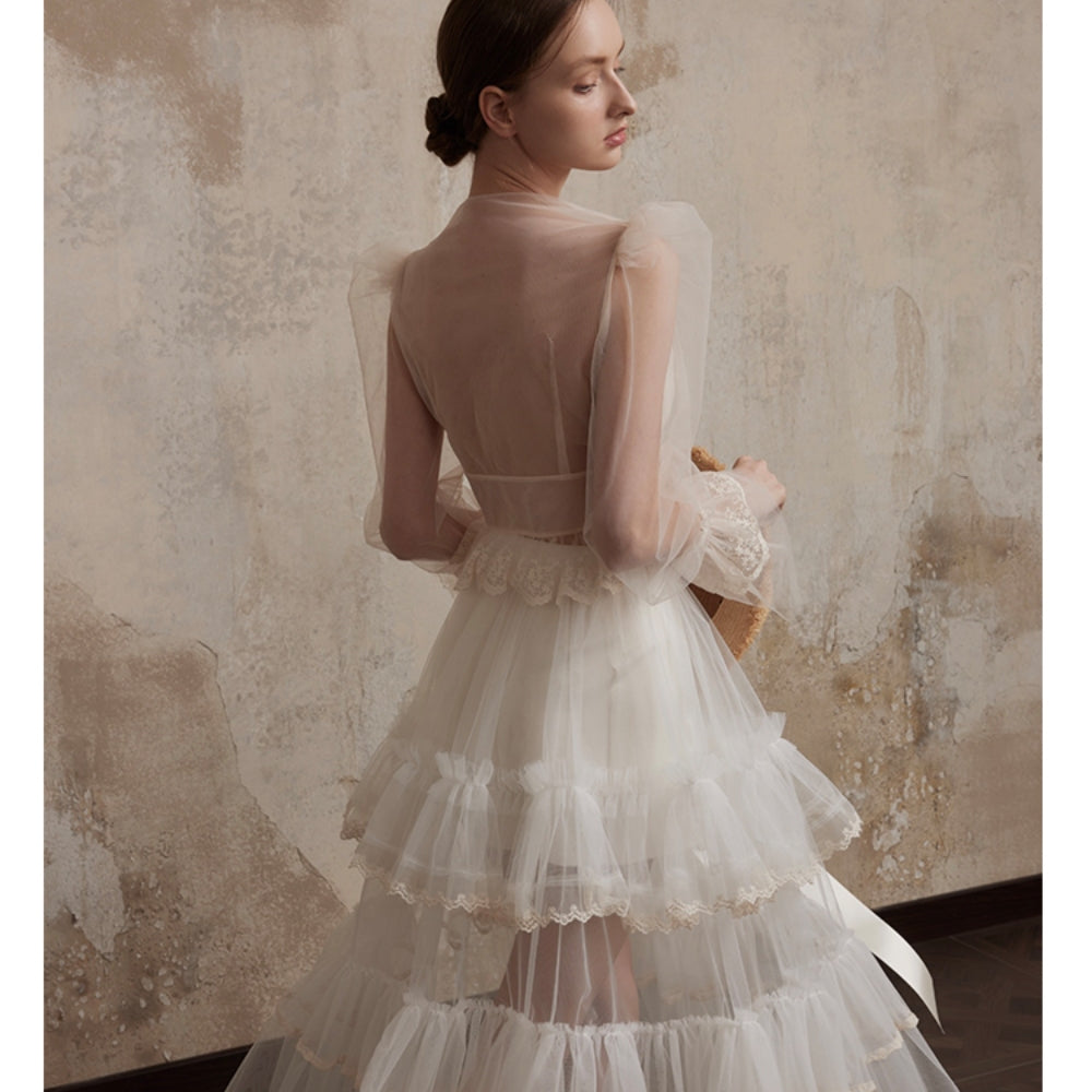FA SOGNO White Tiered Gown