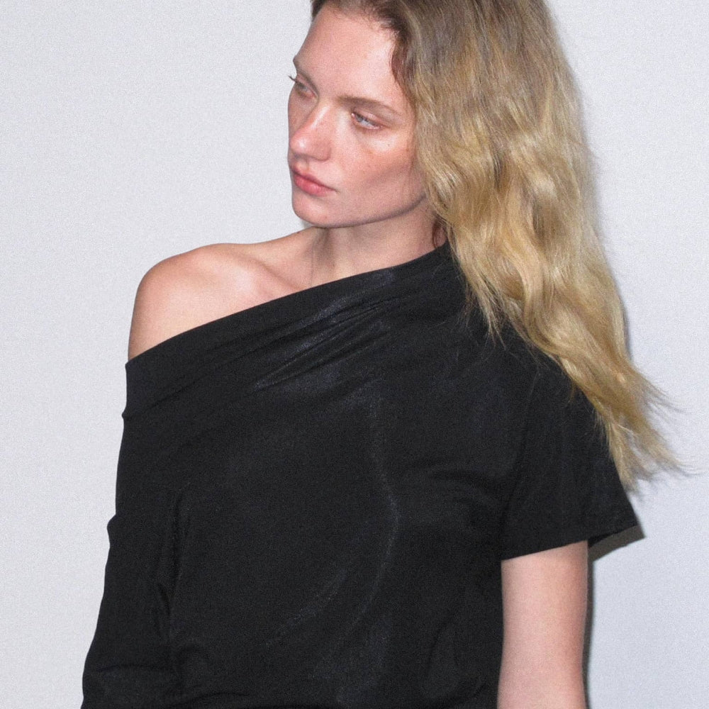 Dpercent丨Tencel light raglan sleeves/slanted shoulder short sleeve T-shirt