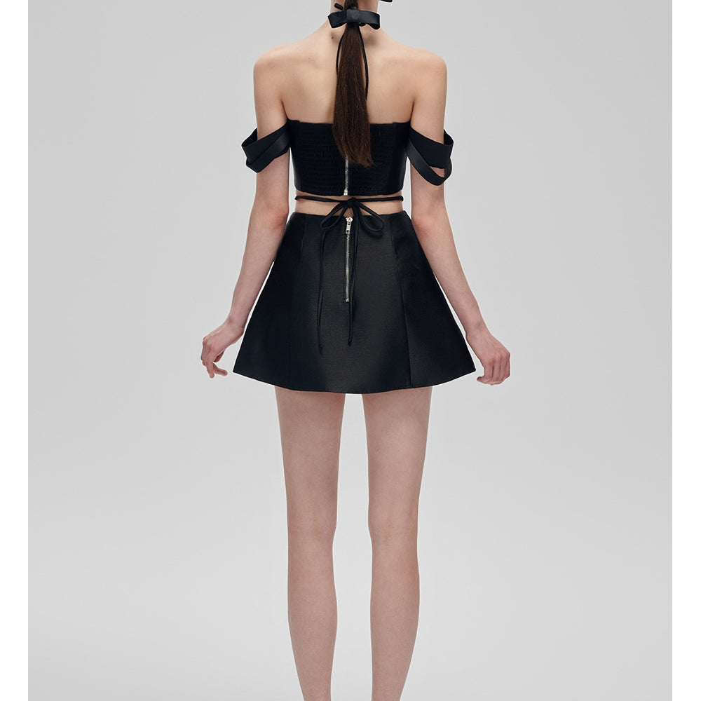 FA SOGNO Black Bow Dress Set