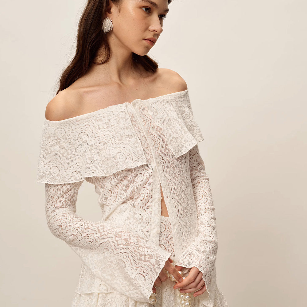SIJIASUDIO Off-Shoulder Lace Shirt