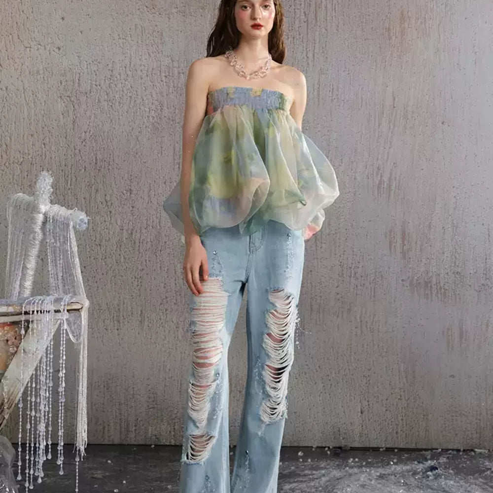 ARTE PURA Green Bustier Top