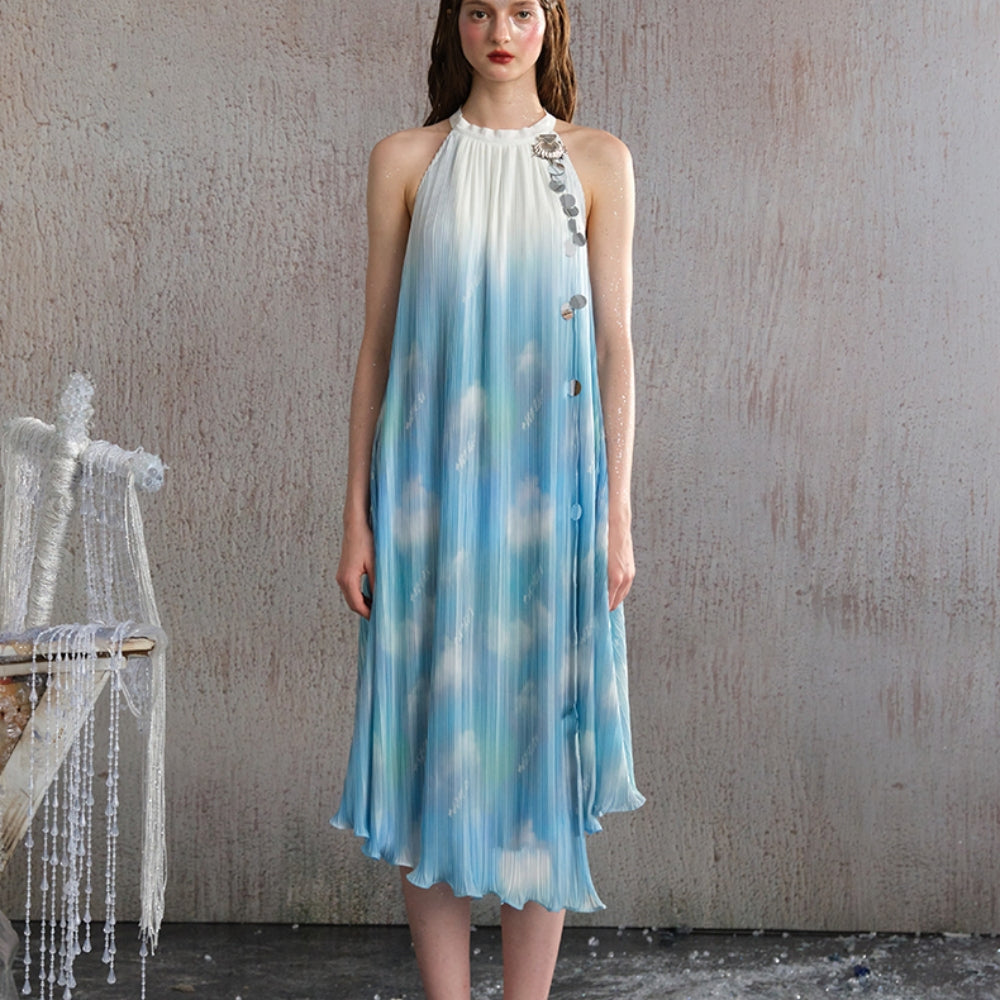 ARTE PURA Blue Halter Gown