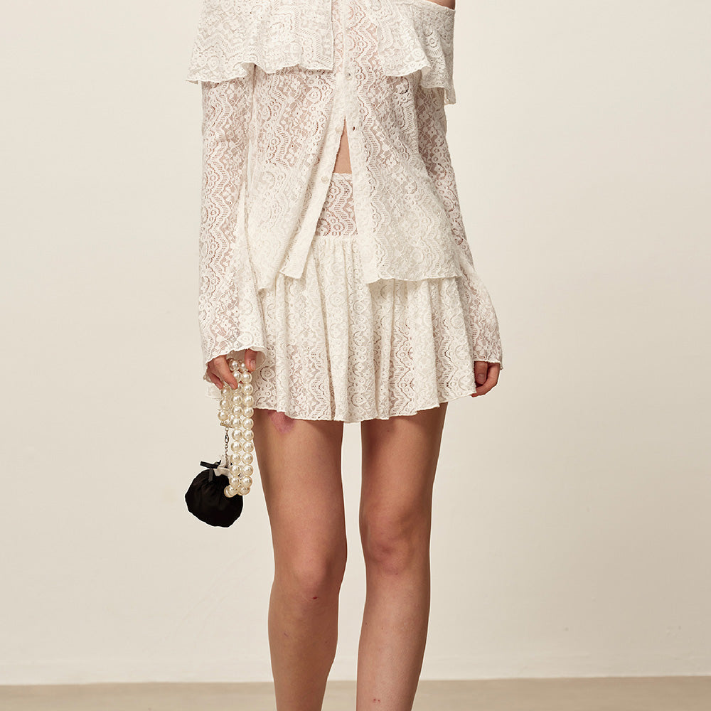 SIJIASUDIO Off-Shoulder Lace Shirt