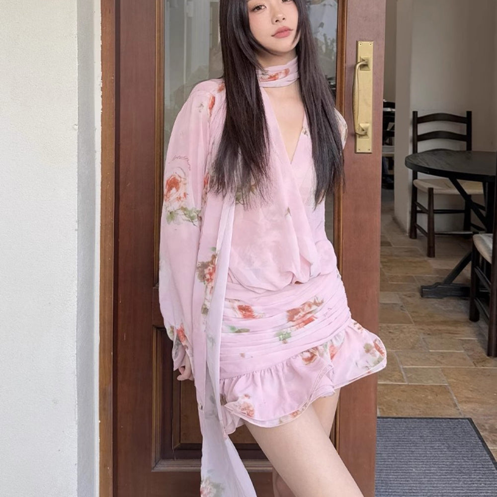 ARTE PURA Blue/Pink Scarf Dress