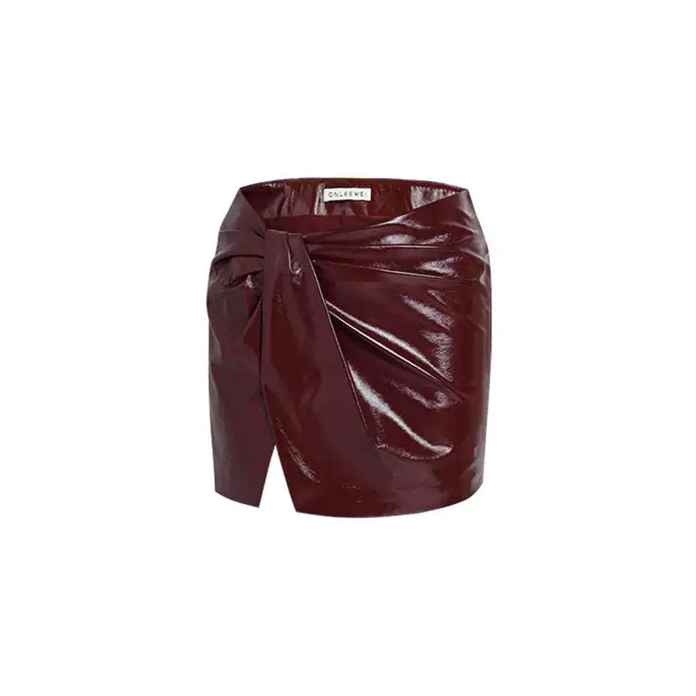 CNLEEWEI Leather Mini Skirt